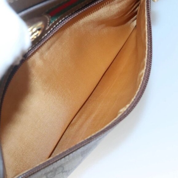 GUCCI GG Supreme Web Sherry Line Bag PVC Beige Gold Red 56 02 088 Auth BA2392 - Picture 12 of 16